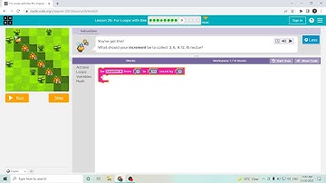 L26-9 |Code.org | Express-2021 | Lesson 26: For Loops with Bee | level 9