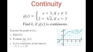 CONTINUITY: Finding The Value Of k & Analyzing Graph For Continuity