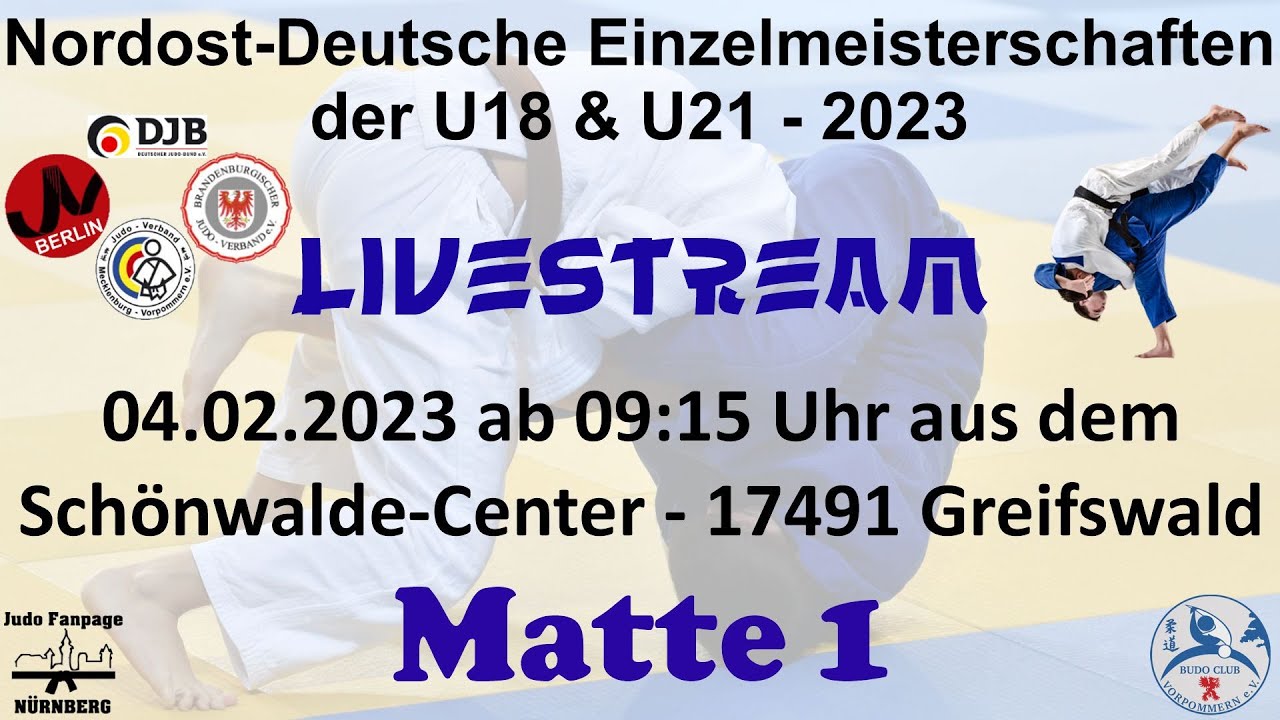 Matte 1 - Nordost-Deutsche Einzelmeisterschaften U18/U21 - 04.02.2023 - Judo Fanpage Nürnberg