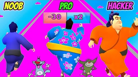 Noob vs Pro vs Hacker in Sumo adventure with oggy and jack||oggy game