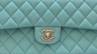 Chanel Classic Double Flap Medium Tiffany Blue Lambskin Silver