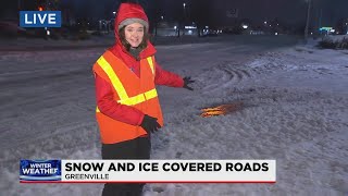LIVE LOOK: Woodruff Road still slushy, icy in spots