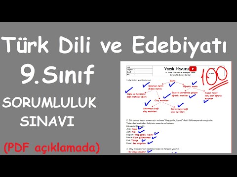 Türk Dili ve Edebiyatı 9. Sınıf Sorumluluk Sınavı Soruları (Yazılının PDF si açıklamada) 2022