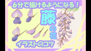 Drawing Tutorial ５分で簡単 藤の花イラストの描き方のコツ 背景イラストに Youtube