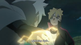 Mitsuki uses Raiton on Boruto