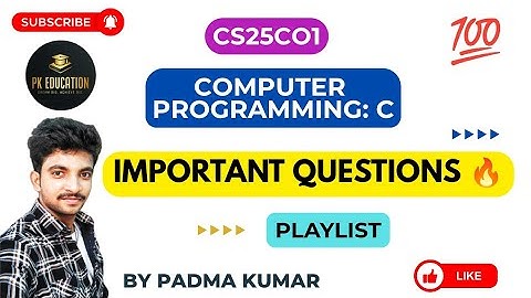 Computer Programming: C | Important Questions | CS25C01 | Anna university Regulation 2025 in Tamil