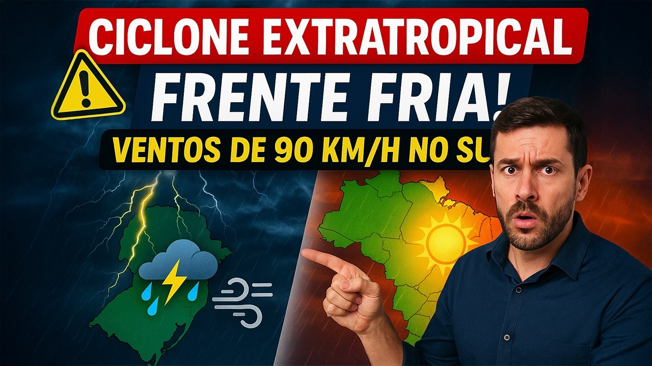 URGENTE: CICLONE EXTRATROPICAL E FRENTE FRIA TRAZEM CHUVA INTENSA E VENTOS DE 90 KM/H NO SUL!
