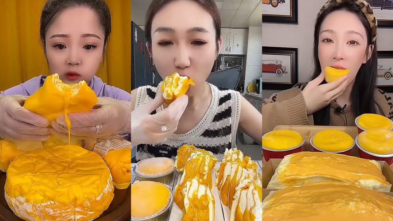 Egg Yolk Lava Crepe Cakes Mukbang Eating Custerd Crepe Cake Asmr Sounds