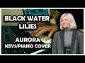 AURORA Black Water Lilies Piano Keyboard Cover