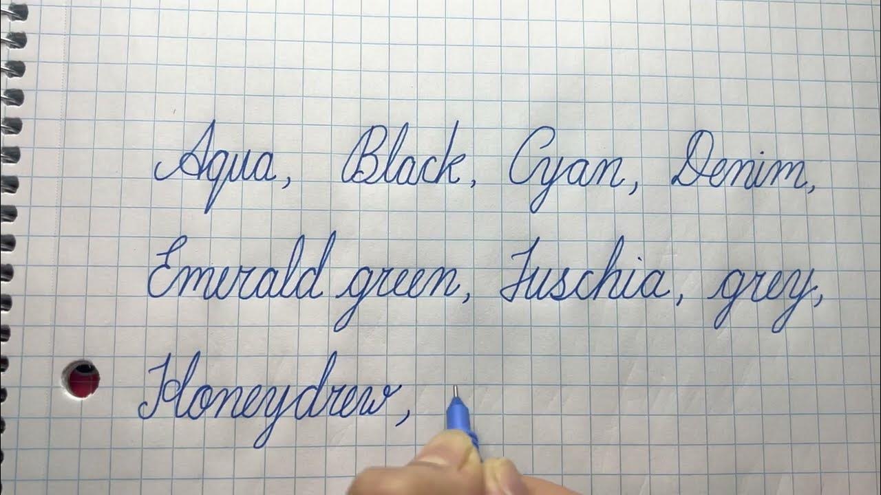 Colours name from a to z alphabetically cursive writing youtube