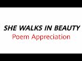She walks in beauty poem appreciation