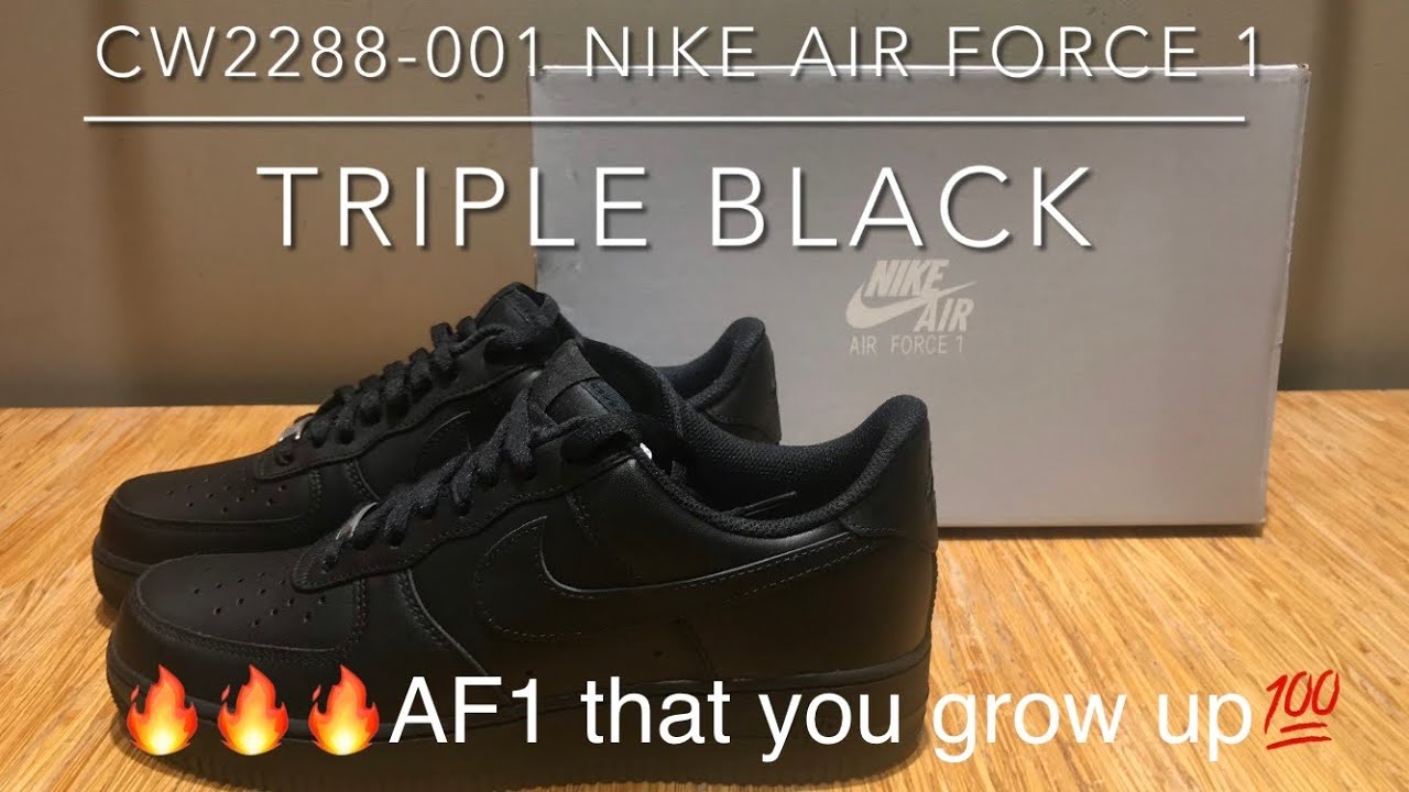 Nike Air force 1 “07” (CW2288-001) Triple Black on feet. 
