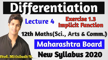 Lecture 4 Implicit function exercise 1.3 derivatives Maths2 science | HSC | Maharashtra | VSMAcademy