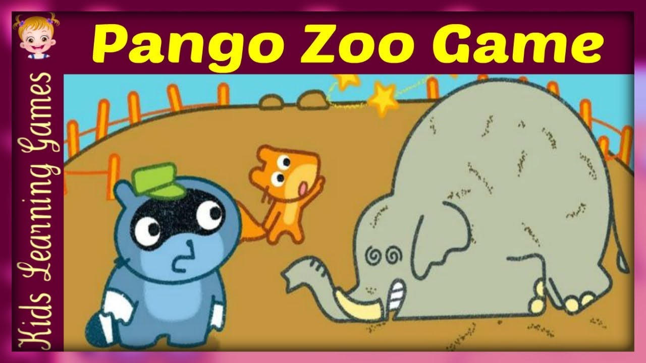 Image of funny baby play with zoo animal