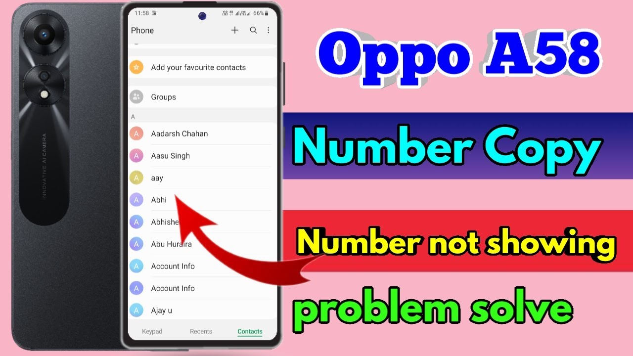 how to copy contacts oppo a58, oppo a58 number nahi show kar raha hai