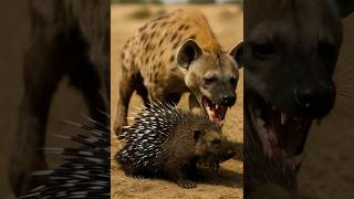 🐺🦔Can the hyena eat the hedgehog? #Wildlife #AnimalFight  #FunnyAnimals #Nature #Shorts #Viral