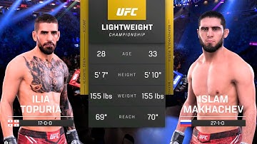 Islam Makhachev vs Ilia Topuria FULL FIGHT | UFC 5 AI Simulation (CPU vs CPU)