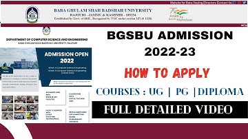 BGSBU Admission 2022-23 | How To Apply In BGSBU | BGSBU Courses | BGSBU Fee Structure | #bgsbu