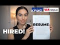 The cv that got me into kpmg big 4 risk consulting  westpac banking  free template
