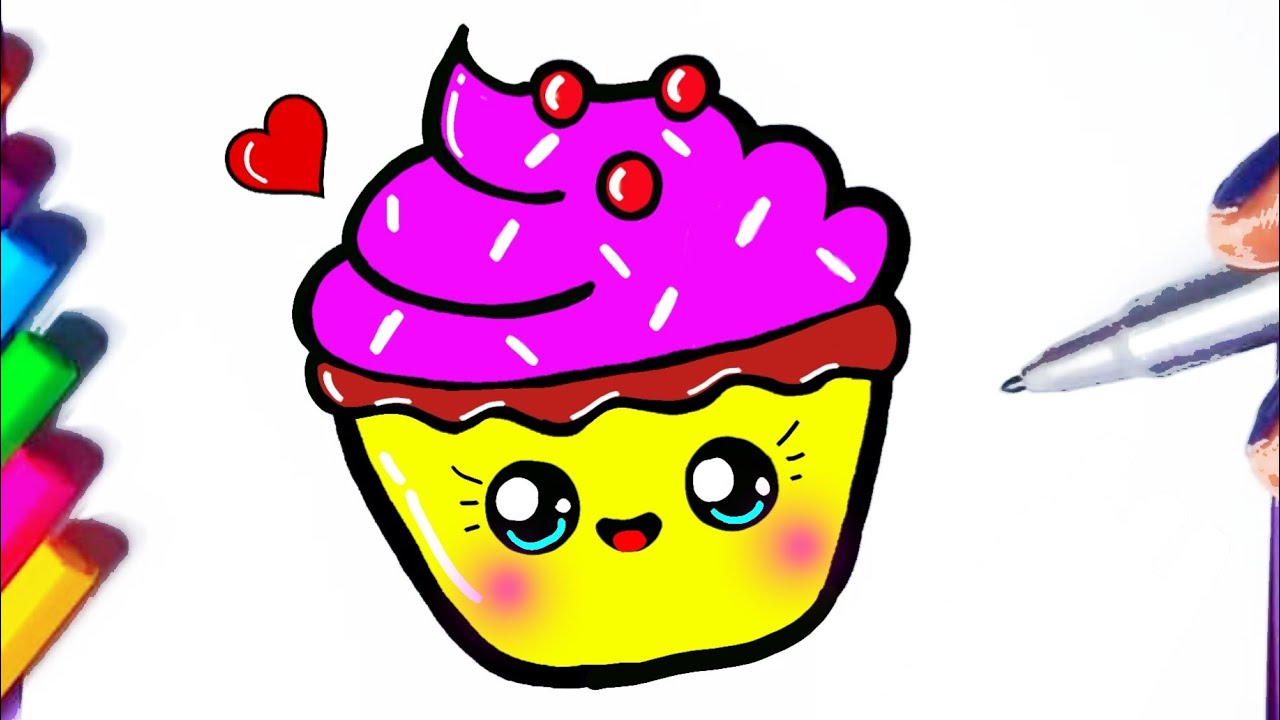 Como desenhar CUPCAKE Fofo Kawaii ❤ Desenhos Bonitos - Desenho