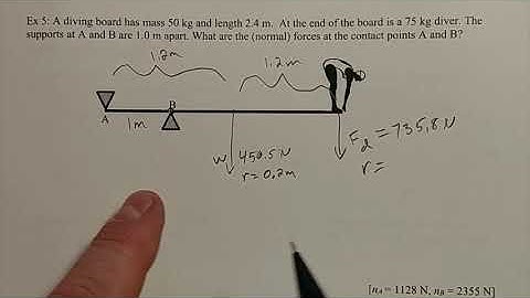 Mechanics p41a: Torque and Static Equilibrium Example - Diving Board