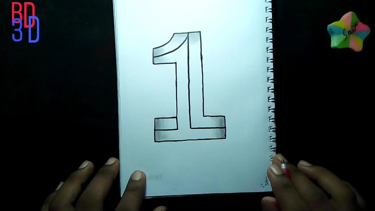 how to draw number 1 - YouTube