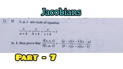 || Jacobians || Differential calculus|| Bsc semester 1||