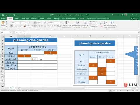 Excel - 1 Basique - Exercice Planning des gardes