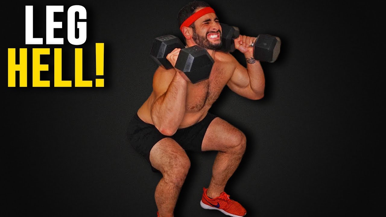 Home Leg Workout Routine Dumbbells Only Brutal Youtube Add Leg Bands And Military Press Leg Workout Routine Leg Workout Buttocks Workout