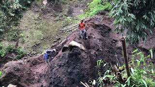 due to rain, excavation of cliff landslides