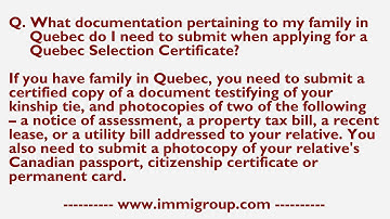 What documentation pertaining to my family in Quebec do I need to submit for a QSC?