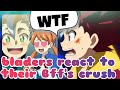 Beyblade burst characters react to their best friends crushes