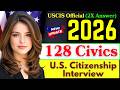 2026 New, 128 Civics Test Questions for U.S. Citizenship | N400 Interview I 128 Civics Test #n400