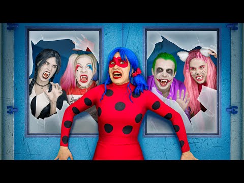 Vampire Apocalypse at Superhero High School / Harley Quinn vs Hello Kitty vs LadyBug