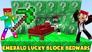 MINI GAME : EMERALD LUCKY BLOCK BEDWARS ** NOOB TEAM ĐẠI CHIẾN NĂM MỚI TRONG BEDWARS MINECRAFT