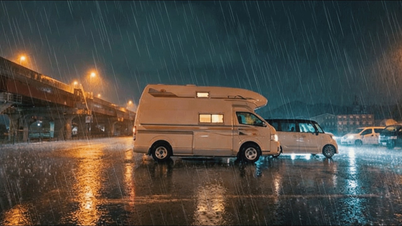 [Car camping in heavy rain] Anxiety. Heavy rain late at night. [DIY ...