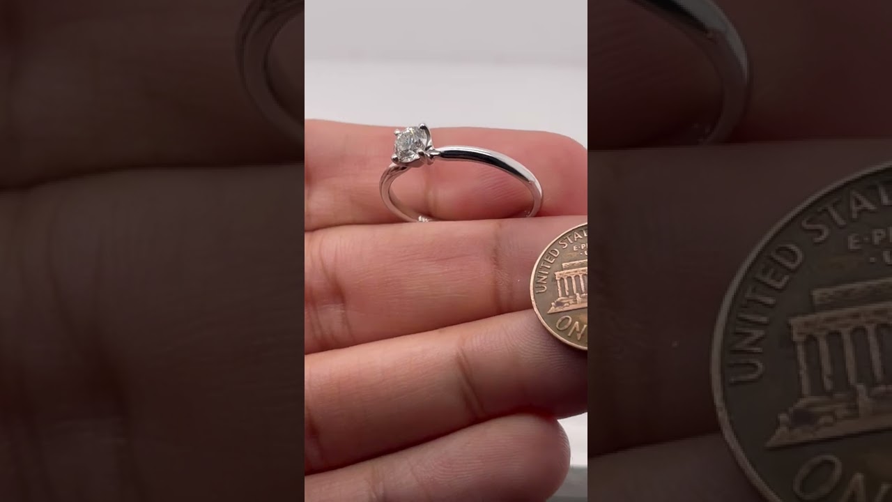 MS2221-10.5 - 1/2 Cts 18K White Gold Four Prong Diamond Engagement Ring (H-I/SI1)