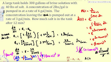 Applications of First Order Differential Equations : Mixing Concentrations #2