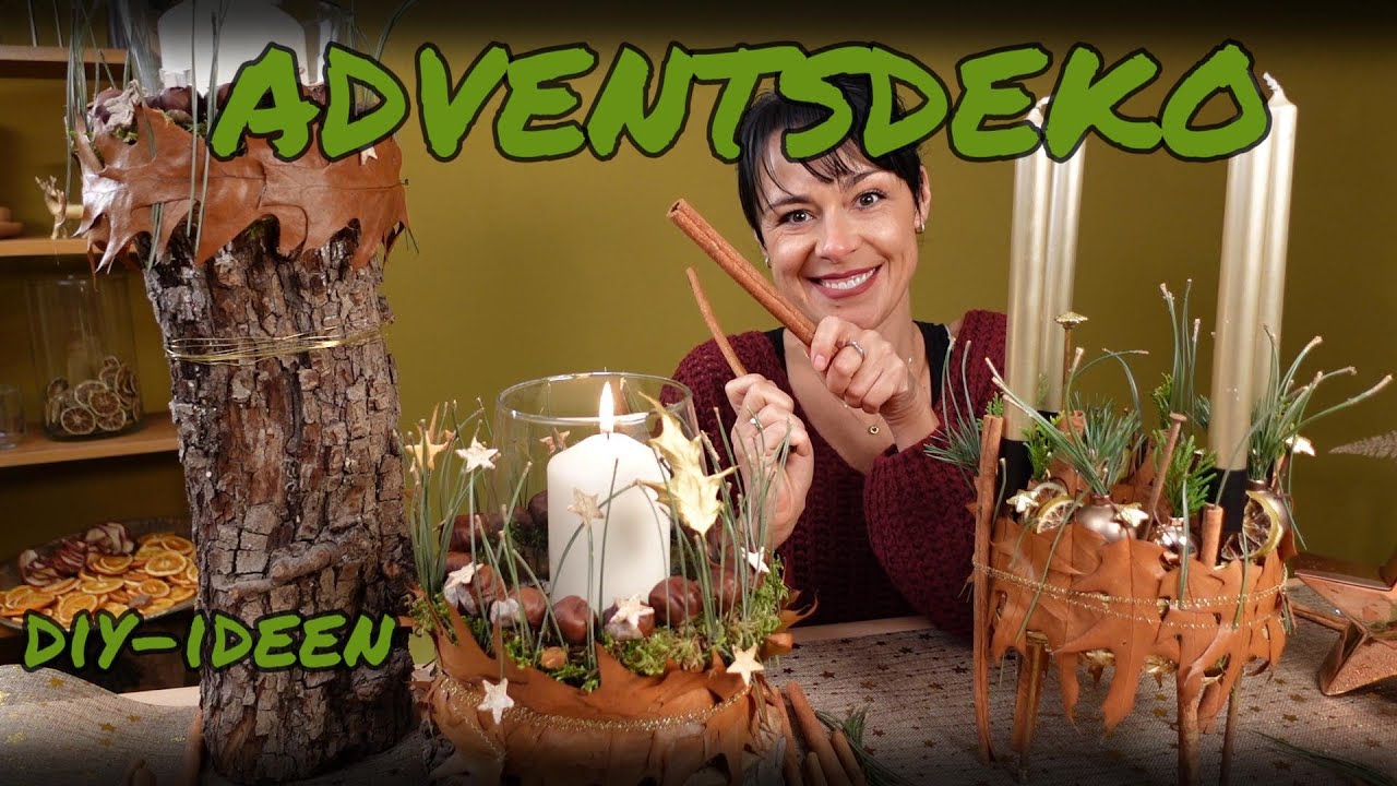 ADVENTSDEKO mit EICHENLAUB/DIY-IDEE/DEKOIDEE zum ADVENT