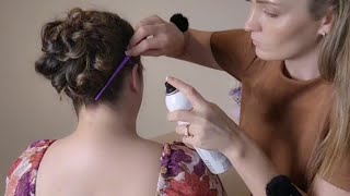 ASMR Perfectionist Loose Curly Hair Bun Styling With Outfit Changes & Makeup Glam For Wedding Event