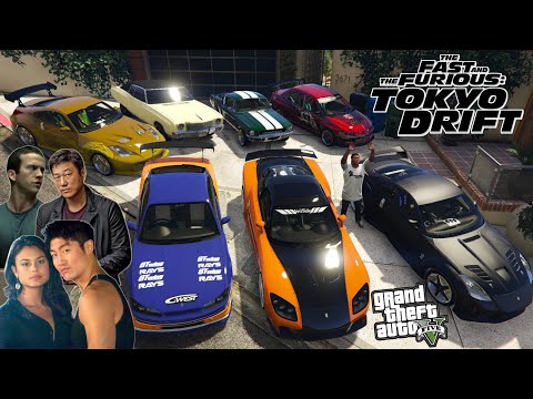 GTA 5 - Stealing Fast And Furious 'Tokyo Drift' Cars with Franklin | (GTA V Real Life Cars #54)