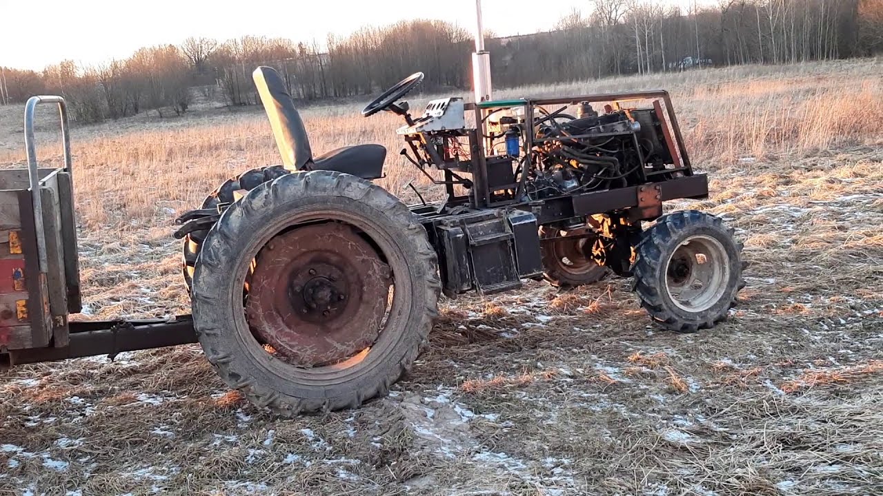 Самодельный трактор с дизелем 4×4 ч(6)первый выезд. - YouTube