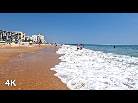 Ormond Beach, Florida 4K Walk, Soothing Ocean Waves Sounds