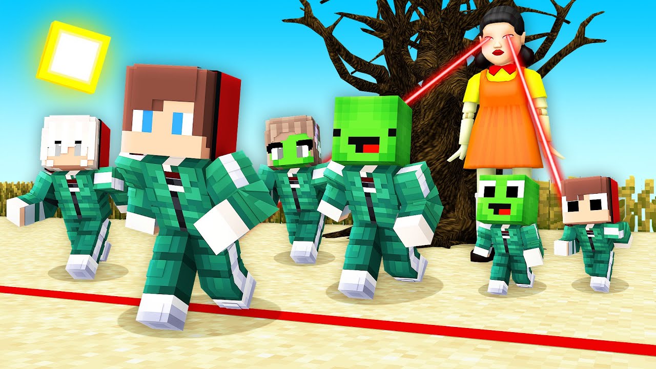 JJ and Mikey Family in SQUID GAME - Maizen Minecraft Animation