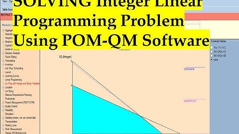 SOLVING INTEGER LINEAR PROGRAMMING PROBLEM:MAXIMIZATION MODEL USING POM-QM Software