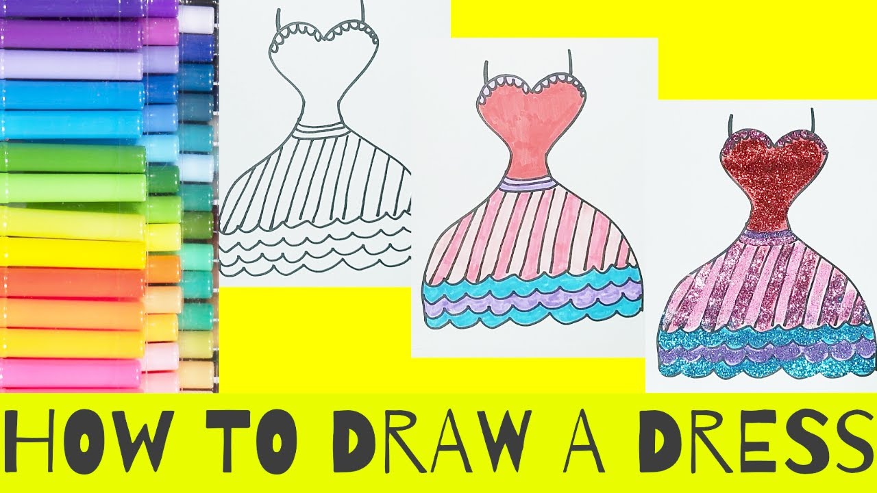 איך לצייר שמלה של מלכת אסתר לכבוד פורים, מציירים בכיף ציורים חמודים וקלים  לילדים