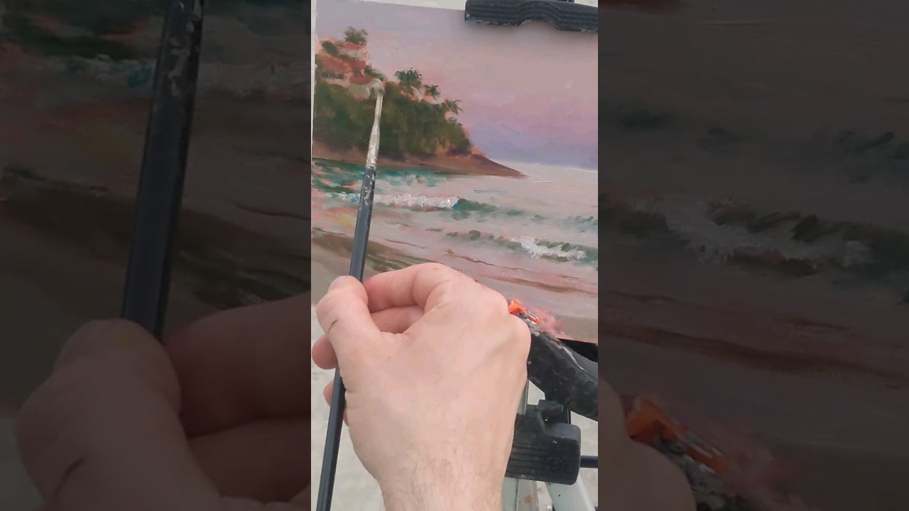 Painting a Seascape at Twilight in Ubatuba Brazil 🇧🇷 