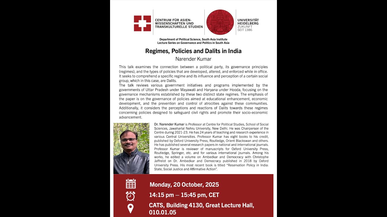 Narender Kumar – Regimes, Policies and Dalits in India