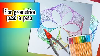 Como dibujar una FLOR GEOMÉTRICA en un hexágono paso a paso