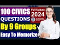 2024  special edition 100 civics questions and answers for us citizenship test by 9 groups
